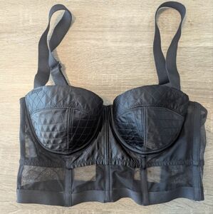 Victoria's Secret Black Quilted Bra with Sheer Panels
